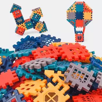 Квадратная цветная серия Molandi из пластиковых строительных блоков для детей, чтобы построить дом с игрушками Diy