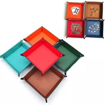 Квадратная доска из искусственной кожи для игры в кости, игральная доска для ночного клуба, подарочный лоток для хранения красный