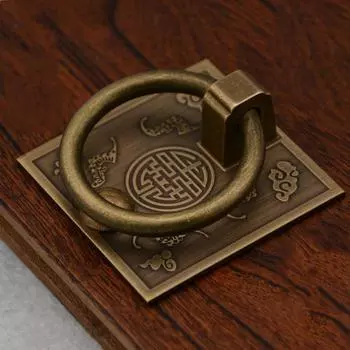 Квадратная дверная ручка с кольцом, ручная ручка для ящика, прочная ручка для шкафа с квадратным кольцом бронзовый