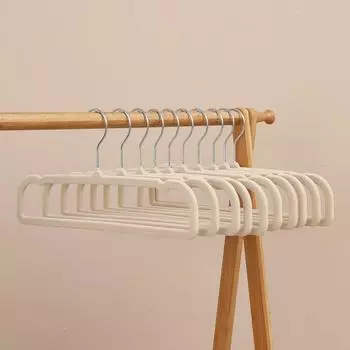 Квадратная флокированная вешалка для брюк, утолщенная и прочная флокированная вешалка для брюк для домашних общежитий, нескользящий, не оттопыривающийся костюм бежевый