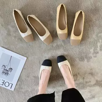 Квадратная голова, мягкое дно, толстый с небольшим ароматным ветром, сочетание цветов, мелкий рот, с плоскими одинарными туфлями, женское лето 34 чёрный