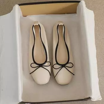 Квадратная головка одиночные туфли женские плоские банты неглубокие горловины соевые туфли маленькие ароматные ветряные мягкие балетки 35 зелёный