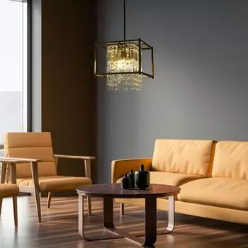 Квадратная хрустальная люстра, светодиодная подвесная лампа для гостиной, столовой, современный хрустальный подвесной светильник, промышленный подвесной светильник для фермерского дома