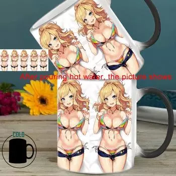 Квадратная игра Милая кружка BSKT-004 Керамические кружки Кофейные чашки Кружки, меняющие цвет Кофейные чашки с эффектом обесцвечивания Сублимационные стаканы Бар 350ml