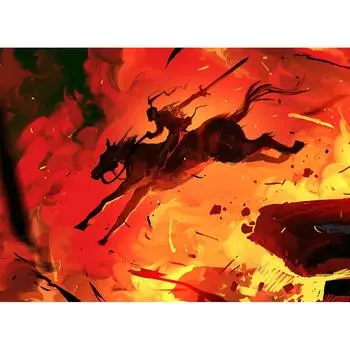 Квадратная/круглая Алмазная вышивка Огонь Лошадь 5D DIY Алмазная картина Вышивка крестом Водная Алмазная мозаика Украшение Full Square (20X30CM)