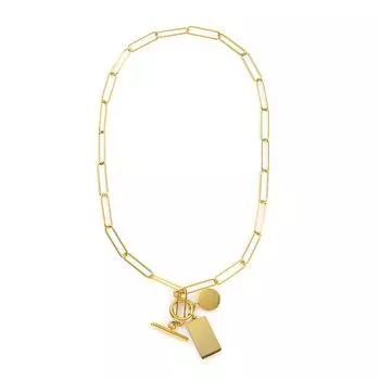 Квадратная круглая бирка ожерелье из нержавеющей стали с покрытием из настоящего золота высокого класса с индивидуальным дизайном из титановой стали с пряжкой Ot толстая цепочка украшение