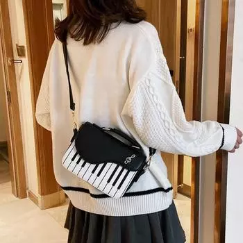 Квадратная мини-сумка через плечо, винтажная сумка из искусственной кожи, простая сумка с узором пианино, сумка для покупок розовый