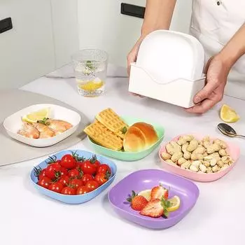 Квадратная мусорная тарелка, костяная тарелка, пищевая тарелка, фруктовые закуски, походная столовая посуда, тарелка в форме сердца, салатницы