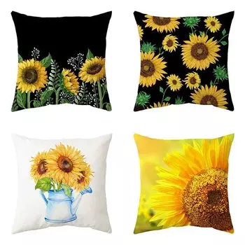 Квадратная наволочка для подушки, украшение для дивана с изображением подсолнуха, милая подушка для украшения дома 40x40cm