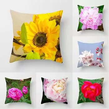Квадратная наволочка из цветочной серии, автомобильный диван, офисное кресло, наволочка, простая наволочка для украшения дома 40X40CM
