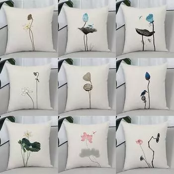 Квадратная наволочка Lotus Zen, автомобильный диван, офисное кресло, наволочка, простое украшение для дома 40X40CM
