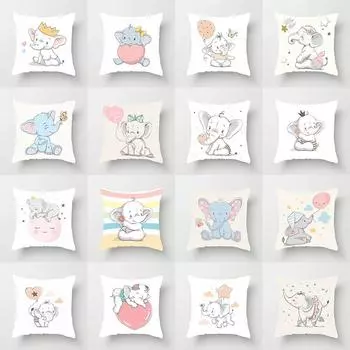 Квадратная наволочка с принтом слона, автомобильный диван, офисное кресло, наволочка, простая наволочка для украшения дома 40X40CM