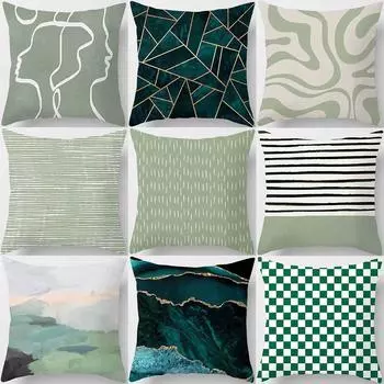 Квадратная наволочка с принтом зеленого цвета, украшение для дома, чехол на подушку для автомобильного дивана 40x40cm