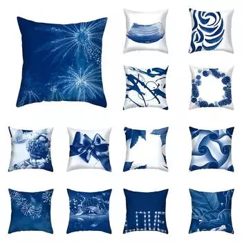 Квадратная наволочка с синим принтом, автомобильный диван, наволочка для офисного кресла, простые аксессуары для домашнего декора 40X40CM