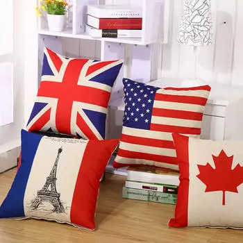 Квадратная наволочка в стиле флага, наволочка со скрытой застежкой