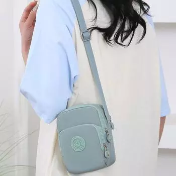 Квадратная нейлоновая сумка через плечо с регулируемым ремешком, маленькая сумка для телефона, простая сумка через плечо на молнии для женщин синий