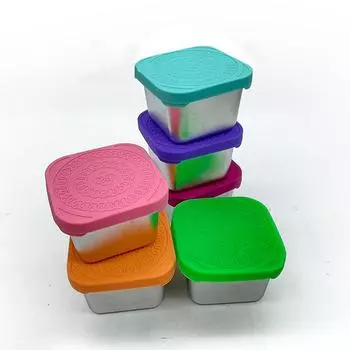 Квадратная нержавеющая стальная чашка для соуса с крышкой, переносная детская ланч-контейнерная коробка, небольшой контейнер для хранения продуктов A6