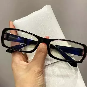 Квадратная оправа для очков для женщин без макияжа, модные анти-синие очки для мужчин, плоские линзы без степени чёрный