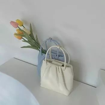 Квадратная плиссированная универсальная маленькая женская сумочка, модная повседневная сумка через плечо на одну руку для весны и лета белый