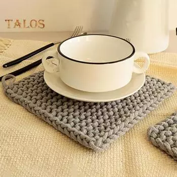 Квадратная подставка, ультра-толстая, простая в уходе, привлекательная уникальная теплоизолированная подставка для кастрюли, коврик для чашки, кухонный инструмент 12cm бежевый