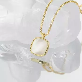 Квадратная подвеска в виде натуральной ракушки, цепочка на ключицу, INS Temperament, французское высококачественное белое перламутровое ожерелье