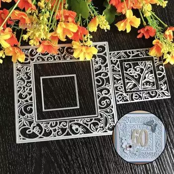 Квадратная рамка, металлические штампы, сделай сам, скрапбукинг, альбом, карты, фон, трафарет серебряный