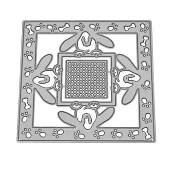 Квадратная рамка с 4 щенками, металлическая серебристая трафаретная тиснение, вырубные штампы для самостоятельного изготовления скрапбукинга, бумажных альбомов, открыток серебряный
