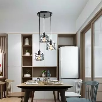 Квадратная ретро-маленькая шестиугольная люстра в скандинавском стиле, светодиодная люстра с тремя головками, люстра для ресторана, светильники
