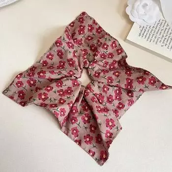 Квадратная резинка для волос из ткани с цветочным принтом для женщины Элегантная Высокоэластичная Веревка для волос Модная Девушка Не повреждает волосы Резинка для волос Скранч