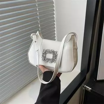 Квадратная ромбовидная модная сумка через плечо для женщин 2024 года, нишевый дизайн, универсальная сумка под мышкой, темперамент, простая маленькая квадратная сумка для женщин чёрный