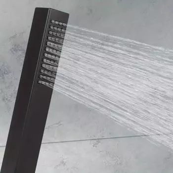 Квадратная ручная душевая головка с одной функцией, универсальный водосберегающий разбрызгиватель, креативный модный распылитель для душа высокого давления чёрный