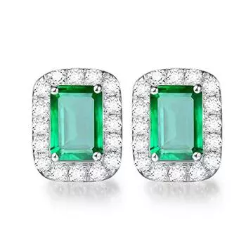 Квадратная серьга «Бабушка» с зеленым вермикулитом