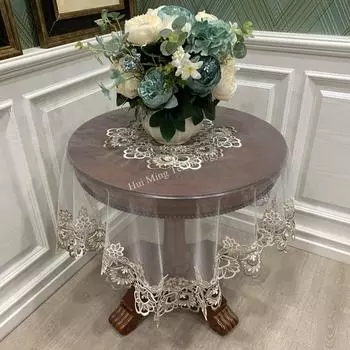 Квадратная скатерть, скатерть для обеденного стола Juppe Art Lace Double Yarn, прозрачный дисковый коврик для стола, идиллический кофейный чехол от пыли 110X110cm Square