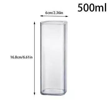 Квадратная стеклянная прозрачная кружка для холодных напитков, большая емкость, ледяная вода, молоко, чай, чашка для питья, бокал для вина, кофейная чашка для ресторана, бара, дома 500ml