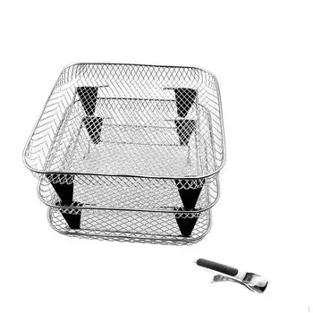 Квадратная стойка для фритюрницы Штабелируемая Сушка Прочная Легко моющаяся Легкая Трехслойная Многофункциональная