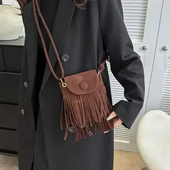 Квадратная сумка Bohemian Сумка через плечо Retro Tassel Сумка через плечо Bohemian Fringed Crossbody Bag Daily красный