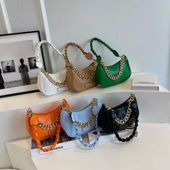 Квадратная сумка через плечо из искусственной кожи, маленькая квадратная сумка, сумка через подмышку, переносная сумка на цепочке для девочек хаки