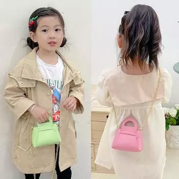 Квадратная сумка для маленьких девочек, детские мини-сумочки из однотонной искусственной кожи, маленькие сумки через плечо, детский кошелек принцессы с металлической цепочкой