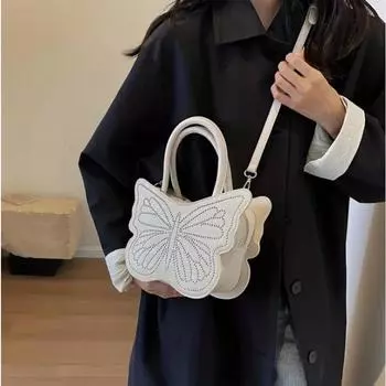 Квадратная сумка с бантом, женская модная сумка через плечо с заклепками, сумка через плечо One Size белый