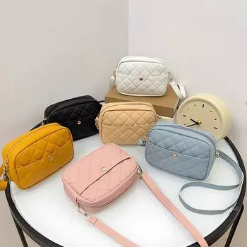 Квадратная сумка с вышитым ромбом, новая женская сумка, сумка для мобильного телефона Caviar, рождественская сумка через плечо. белый