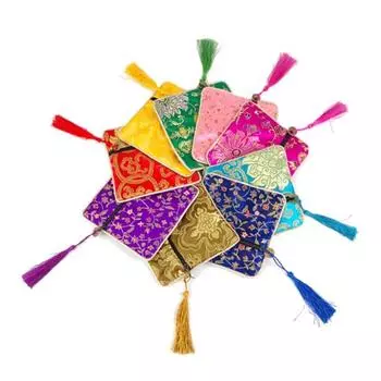 Квадратная сумка-саше с цветочной вышивкой и кисточкой на молнии, сумка для хранения ювелирных изделий хаки