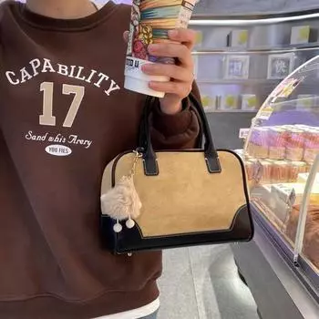 Квадратная сумка, женские сумки через плечо, новая модная сумка из замши с улучшенной текстурой в стиле ретро, женская сумка для отдыха, нишевая трендовая сумка через плечо