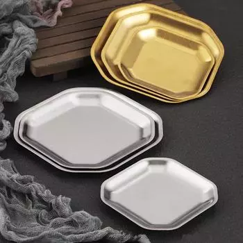 Квадратная тарелка для закусок из нержавеющей стали 304, поднос для хранения продуктов, блюдо для макания соуса, тарелки для приправ, кухонные принадлежности
