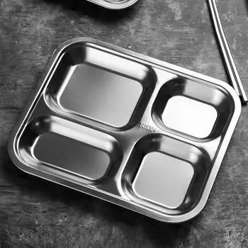 Квадратная тарелка из нержавеющей стали для обеда, прочный детский поднос для обеда, поднос для пикников style C