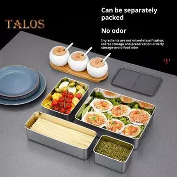 Квадратная тарелка из нержавеющей стали, контейнер для еды, герметичная крышка, нержавеющая сталь, ящик для хранения разных размеров для дома, ресторана, пикника L