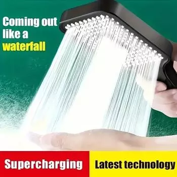 Квадратная трехуровневая насадка для душа под давлением, мощный ручной кран, насадка высокого давления для принятия душа и ванны в ванной комнате чёрный