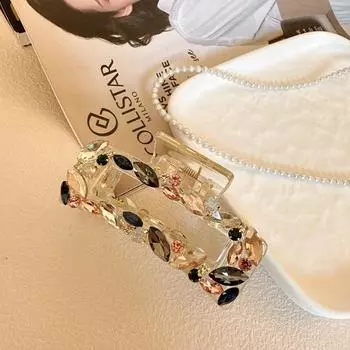 Квадратная ультра-блестящая заколка для волос высокого класса, полностью инкрустированная бриллиантами, большая заколка-акула для женщин, новинки