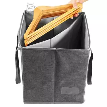 Квадратная вешалка для одежды, сумка-органайзер с крышкой, большая вместимость, отсек для вешалки, контейнер для хранения, универсальная складная вешалка серый