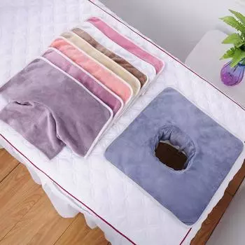 Квадратное 35*35 см бархатное утолщенное полотенце для массажного стола Beauty SPA с отверстием для лица, покрывало для кровати SPA коричневый