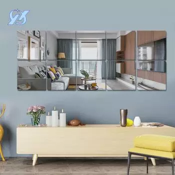 Квадратное акриловое зеркало настенная наклейка ванная комната украшение для дома своими руками самоклеящаяся трехмерная зеркальная наклейка 5 * 5Cm square (1 piece) красный